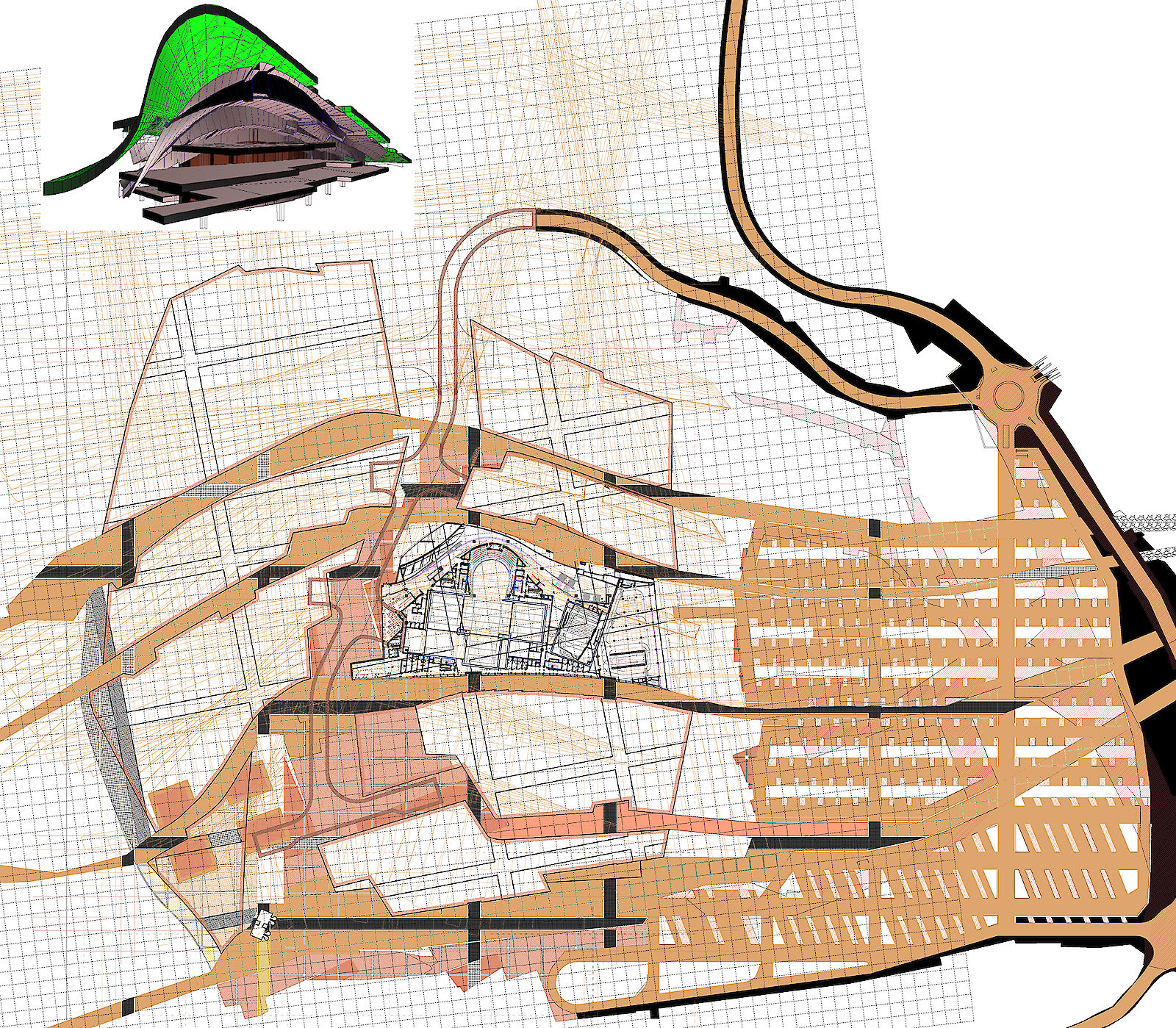 City of Culture of Galicia - collaboration with CSArquitectura. Drawing
