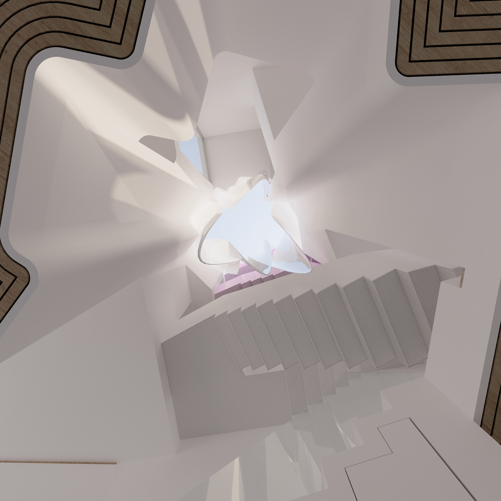 A Flower in London by inaki leite design. View from the bottom of the skylight looking up