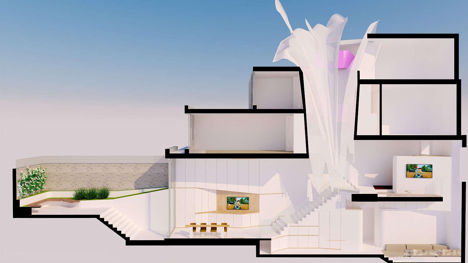 A Flower in London by inaki leite design. Concept Section of the project